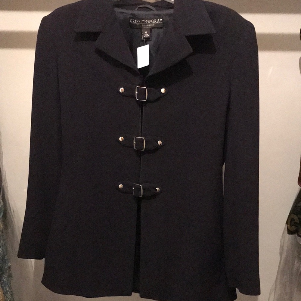 Vintage St. John Navy Buckle-Front Women's Coat